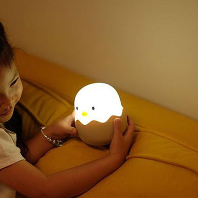 Eggshell Chicken Emotional Silicone Night Light LED Charging Intelligent Induction Children's Bedside Lamp Eggshell Small Table Lamp