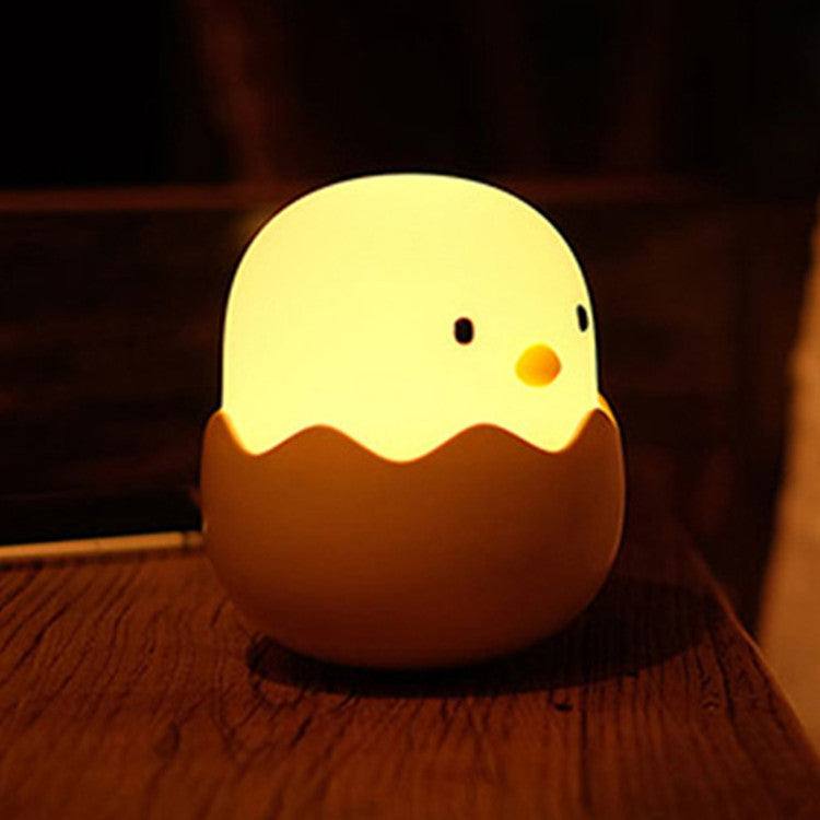 Eggshell Chicken Emotional Silicone Night Light LED Charging Intelligent Induction Children's Bedside Lamp Eggshell Small Table Lamp