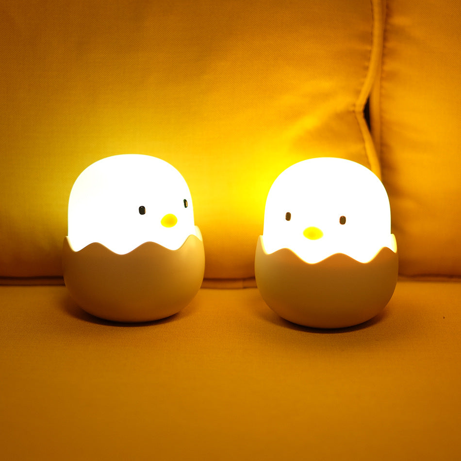 Eggshell Chicken Emotional Silicone Night Light LED Charging Intelligent Induction Children's Bedside Lamp Eggshell Small Table Lamp