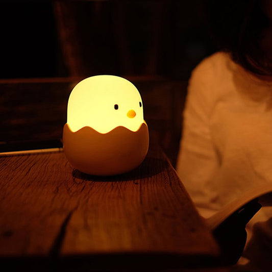 Eggshell Chicken Emotional Silicone Night Light LED Charging Intelligent Induction Children's Bedside Lamp Eggshell Small Table Lamp