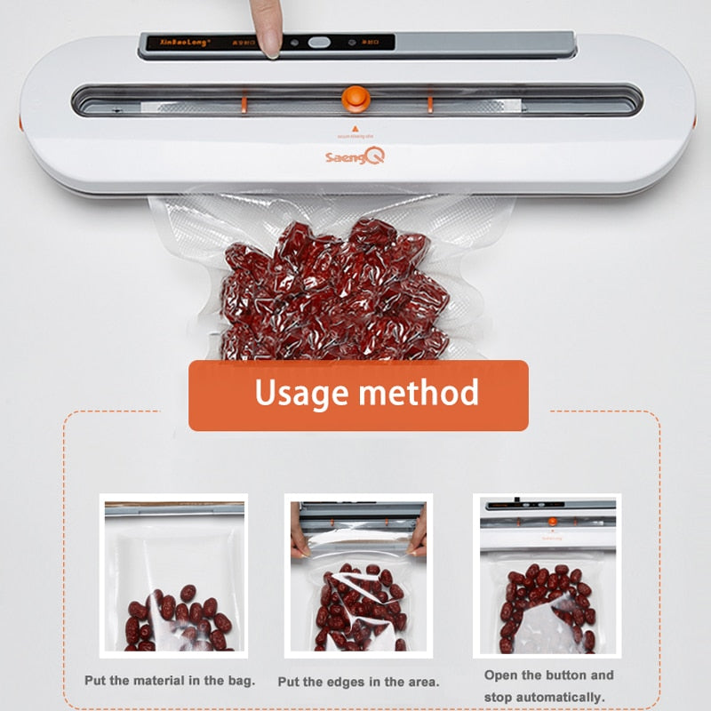 Vacuum Food Sealer 220V/110V Automatic Household Food Vacuum Sealer Packaging Machine Including 5 bags